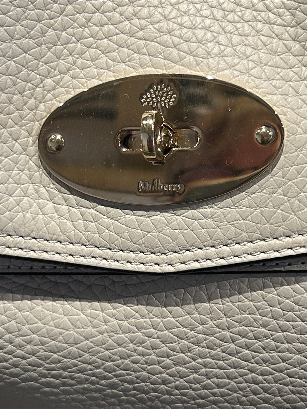 Mulberry Cream Pebble Leather Satchel with Braided Top Handle - Picture 5 of 12